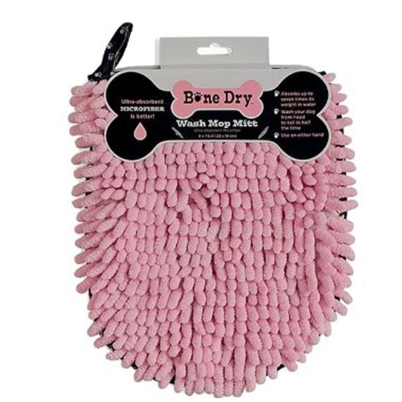 Bone Dry Drying Pet Towel, Mop Mitt - 9 x 7.5", Pink, 2 Piece - Picture 1 of 3